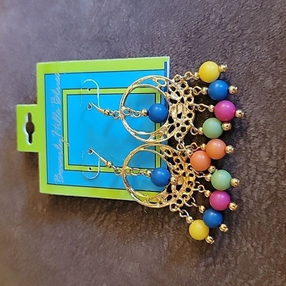 VTG 1980s BEVERLY HILLS BLUES Pastel Rainbow Chandalier Gasparilla Earrings - Picture 2 of 2